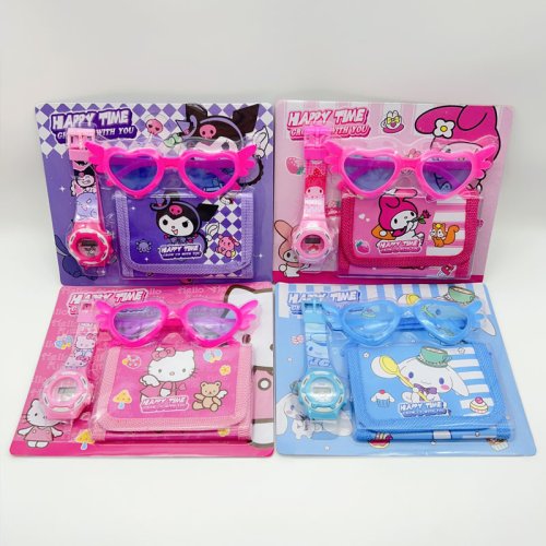 Bild von Mode 3 teile Einhorn Hallo Kitty Mädchen Uhr Kinder mit Brieftasche Gläser Cartoon Spiderman Uhr Kinder Uhr Spielzeug set