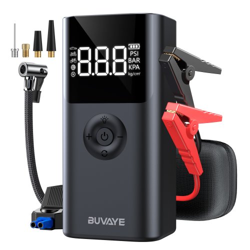 Imagen de BUVAYE 4 en 1 2500A arrancador de batería portátil banco de energía 150PSI bomba de aire Booster bat...