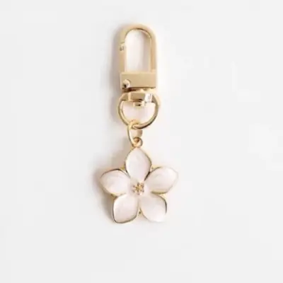 Image de Porte-clés Fleur de Poire Blanche - Accessoire Mignon pour Couple