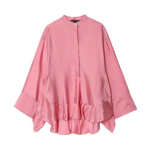 Imagen de Camisa Rosa con Volantes para Mujer - Estilo Europeo y Americano, Moda Otoño 2024, Tela Suave y Elegante