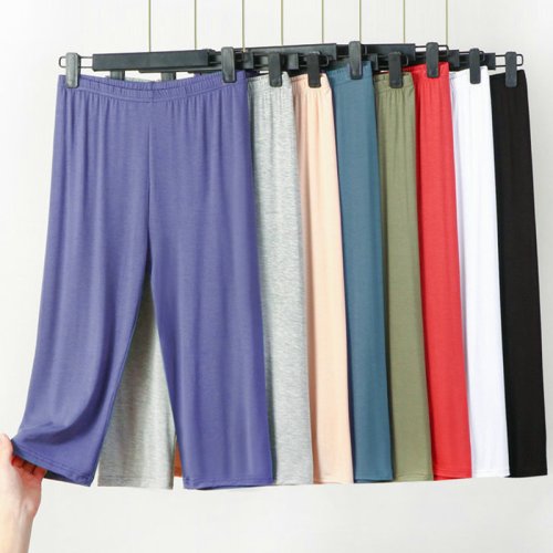 Imagen de Pantalones de Pijama para Mujer XL a 8XL - Modelo Holgado y Informal para Dormir, Ropa de Descanso de Verano con Longitud 3/4, Cómodos y Transpirables