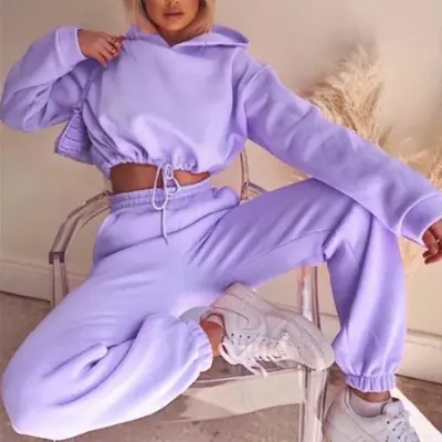 Image de Survêtement Hiver Femme - Sweat à Capuche & Pantalon Décontracté