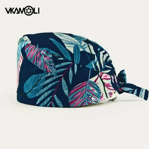 Immagine di Stampa floreale Toelettatura per animali Scrub Cappelli Controllo dei denti Scrub donna Berretti Ser...