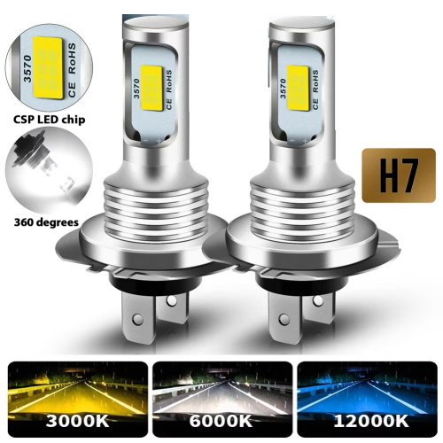 Imagen de Bombillas LED para Coche H7, H1, H8, H9, H11, 9005, 9006, HB3, HB4 – Faros Superbrillantes CSP con Luz DRL en Blanco, Amarillo y Azul 6500K