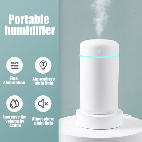 Image de Humidificateur Portable avec Veilleuse LED - 420ml