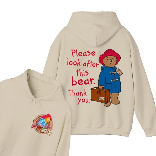 Immagine di Simpatico orso Paddington a Londra Felpa con cappuccio con motivo cartoon Felpa con cappuccio unisex con grafica Novità in felpe con cappuccio oversize primaverili