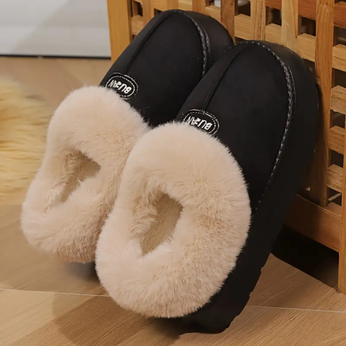 Image of Cozy Winter Warm Women's Snow Boots with Faux Fur Lining, Non-Slip Thick Sole Ankle Boots for Indoor and Outdoor Use – Comfortable Fluffy Slippers for Men and Women