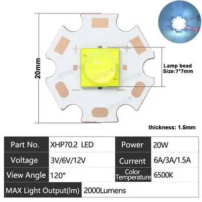 Image de Lampe Torche LED XHP70 2 Puces 40W - Super Brillante