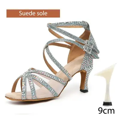 Image de Chaussures de Danse Latine Femme - Noir Brillant avec Strass