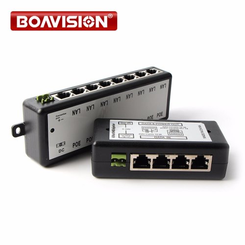 Zdjęcie CCTV 4CH 8CH wtryskiwacz POE pudełko DC 12 V-48 V 10/100 mb/s POE zasilacz do kamery dla obserwacja ip adapter do aparatu
