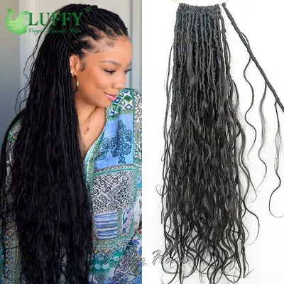 Image de Boho Locs Pré-Bouclés en Cheveux Humains