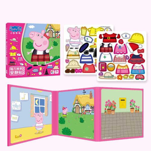 Afbeelding van Peppa Pig Magnetische Sticker Boek met Omschakelende Puzzel en DIY Montage – Creatief Speelgoed voor Kinderen