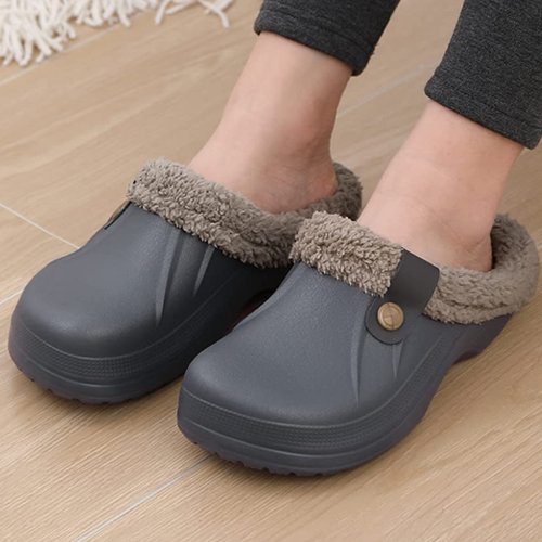 Immagine di Pantofole Invernali da Uomo in Pelliccia, Scarpe da Giardino Impermeabili e Morbide per Casa e Esterni