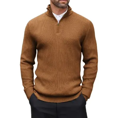 Image de Pull Homme Col Montant à Fermeture Éclair - Hiver & Automne