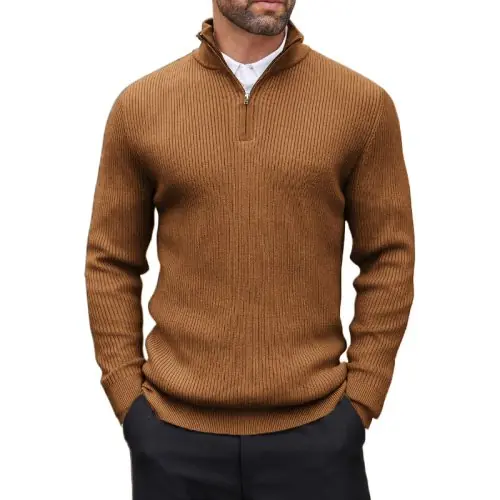 Image de Pull Homme Col Montant à Fermeture Éclair - Hiver & Automne