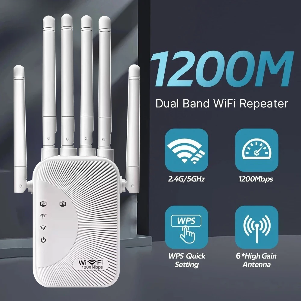 Image de Répéteur WiFi 1200Mbps Double Bande - Étendre Votre Réseau en Un Clic