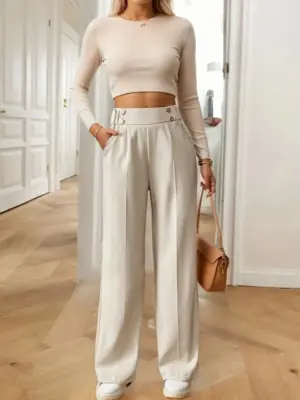 Image de Pantalon Large Haute Taille - Élégance & Confort
