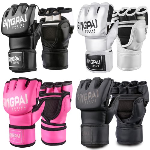 Imagen de Guantes de Boxeo sin Dedos para MMA, Kickboxing y Sparring con Protección Acolchada y Bolsa Pesada Incluida
