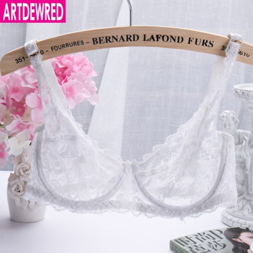 Image of Elegant Floral Lace Bralette with Luxury Cotton Mesh – Seamless, Unpadded, and Comfortable Women's Intimates for Everyday Wear