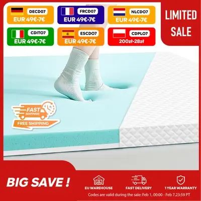 Surmatelas Gel 7cm - Confort Optimal & Soulagement de Pression