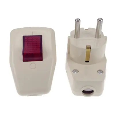 Image de Prise Schuko avec Interrupteur Rouge 16A - Connecteur UE Type E