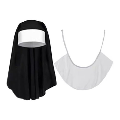 Immagine di Costume da suora con collana con pendente a croce Cappello da suora Costume da festa cosplay Halloween