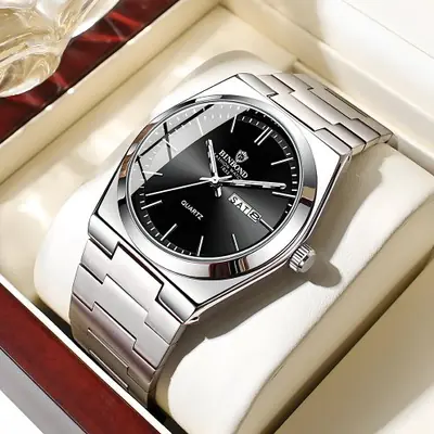 Image de Montre Homme Luxe Acier Inoxydable - Double Calendrier Étanche