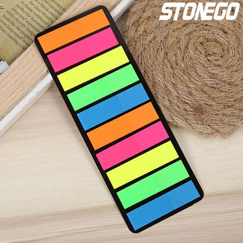 Immagine di Blocchetto di Note Autoadesive Fluorescenti Stonego - 200 Foglietti Adesivi Colorati per Segnalibri, Appunti e Organizzazione Ufficio e Scuola