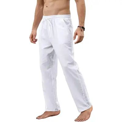 Image de Pantalon Homme Coton Lin Respirant - Grande Taille