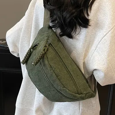 Image de Sac Bandoulière Vintage en Velours Côtelé pour Femme