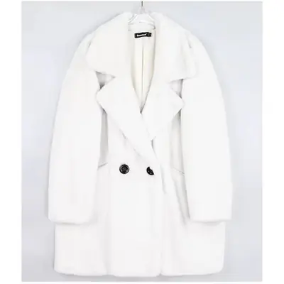 Image de Manteau Fausse Fourrure Violet & Blanc - Hiver Chaud et Décontracté