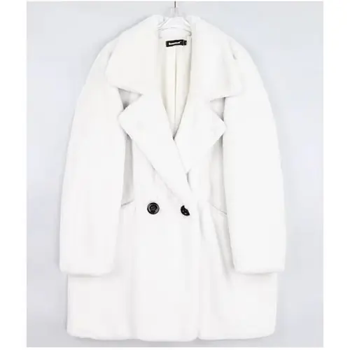 Image de Manteau Fausse Fourrure Violet & Blanc - Hiver Chaud et Décontracté