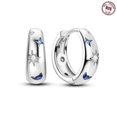 Image de Boucles d'oreilles Créoles Chat Endormi en Argent 925