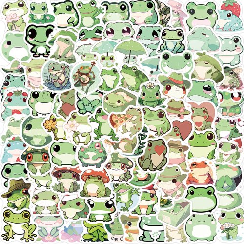 Image of 10/30/100PCS Cute Little Frog PVC Sticker Aesthetic Stationery School Supplies DIY Decoration Korean Scrapbooking for Kids
