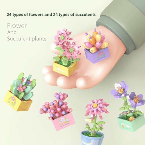 Afbeelding van Creatieve Mini Bloemboeket Bouwset: 3D DIY Planten Kit met Micro Bouwstenen voor Thuisdecoratie – Ideaal voor Kinderen, Volwassenen en als Cadeau
