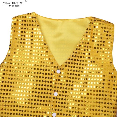 Afbeelding van Stijlvolle Jazz Dance Vest voor Jongens en Meisjes – Mouwloos Gilet met Glitter Detail voor Kinderen, Modern Danskleding voor Optredens en Oefeningen