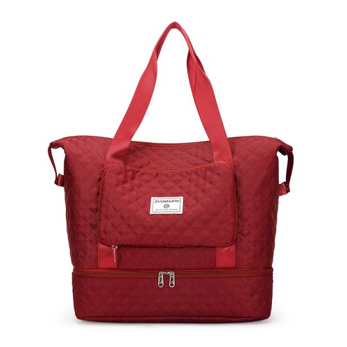 Imagen de Bolsa de viaje de gran capacidad para mujer, bolsa ligera con patrón de rombos, bolsa de noche para ...