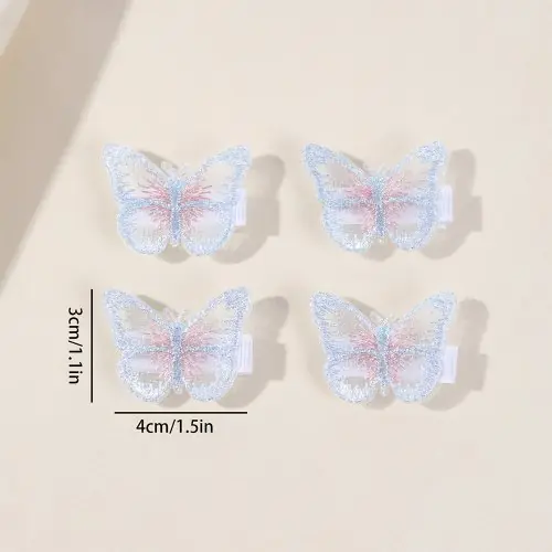 Image de Pinces à Cheveux Papillon Strass - Lot de 10