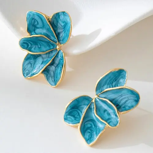 Image de Boucles d'oreilles Fleur Émail Colorées - Tendance & Élégantes