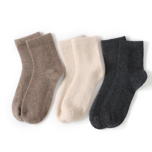 Image of Luxury Natural Cashmere Women's Knitted Long Tube Socks – High Elasticity, Warm & Cozy Mid-Calf Socks for Autumn and Winter