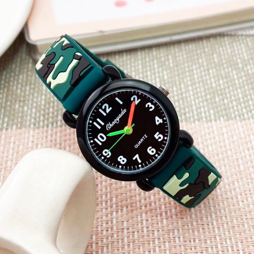 Immagine di Orologio Digitale per Bambini con Cinturino in Silicone - Stile Camouflage