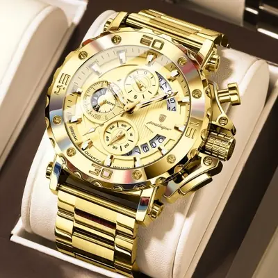 Image de Montre Homme Luxe Étanche avec Chronographe et Bracelet Acier