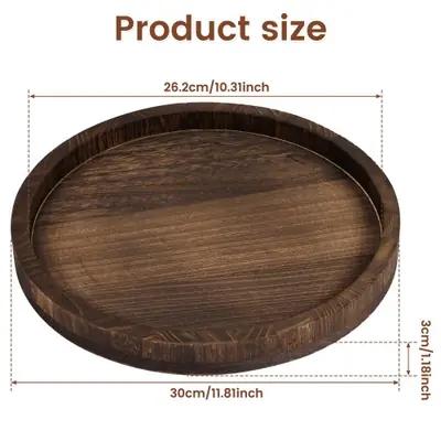 Image de Plateau Rond en Bois 30 cm - Déco Rétro & Polyvalent