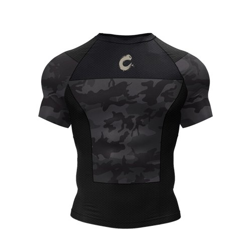Afbeelding van Zwart Geen Gi BJJ Jiu Jitsu T-shirt + MMA Shorts Sets Boksen Rashguard voor Mannen Jiu Jitsu Compressie Workout Wear sport Jerseys