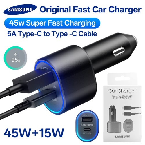 Afbeelding van Originele Samsung 45W Autolader Type-C PD Snel Opladen voor Galaxy S25, S24, S23 Ultra, Plus, S22, S21 FE, A54, A55, Z Flip & Z Fold 7, 6, 5, 4