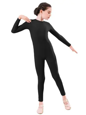 Image de Justaucorps de Danse Noir pour Filles - Manches Longues