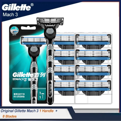 Rasoio da Uomo Gillette Mach3 con Lame a 3 Strati, Depilazione Veloce e Liscia, Macchina da Barba Manuale con Striscia di Lubrificazione