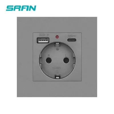 Image de Prise Murale USB Type-C 2.1A - 16A - 86x86mm