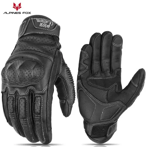 Image de Gants Moto Cuir Vintage Homme - Touchscreen & CE