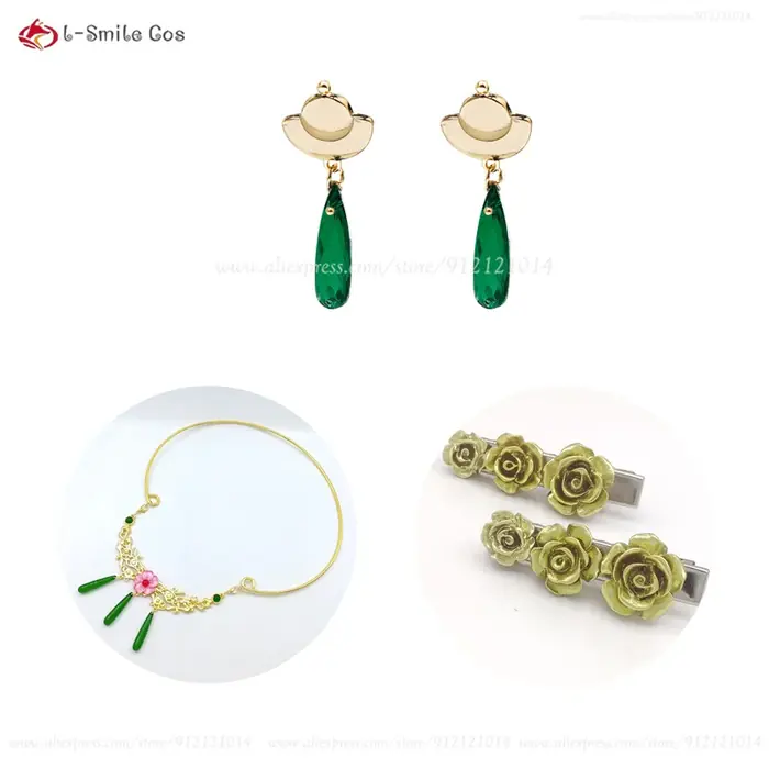 Image de Perruque Cosplay Maomao - Cheveux Vert Foncé Longs